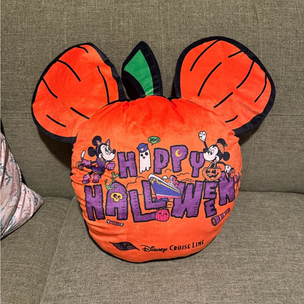 Disney Cruise Line Halloween On The High Seas Mickey Pillow W Zipper Compartment - Picture 2 of 2